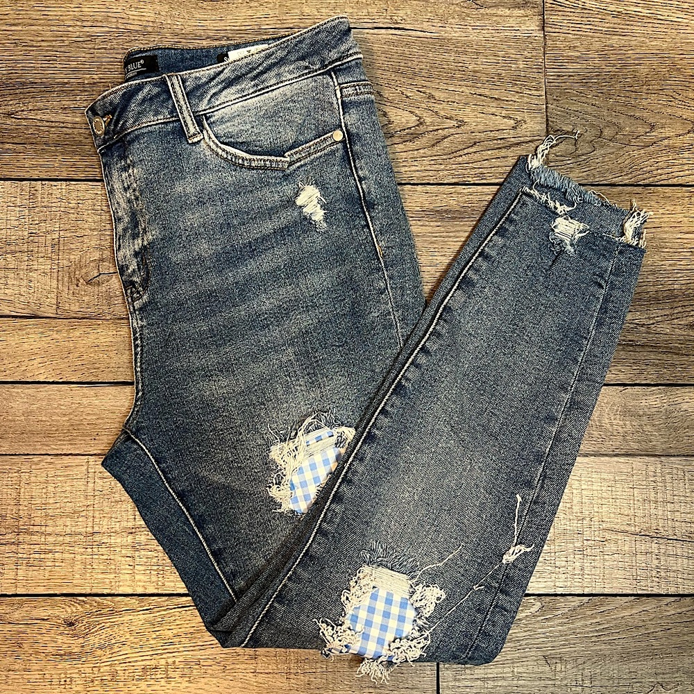 Judy Blue gingham patch skinny jeans